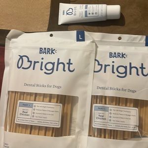 LARGE DOG Bark Bright Toothpaste & 2 X  Dental Sticks for Dogs